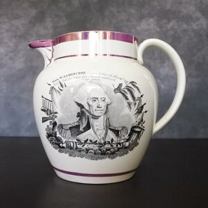 Antique c. 1814 George Washington Memorial War of 1812 Battle Pitcher